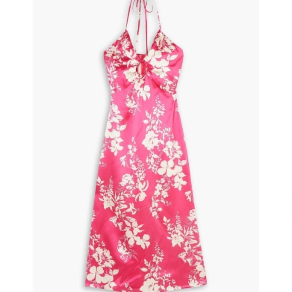 NEW Reformation Antoni Silk Dress Size 10 Hothouse Pink Floral NWT - Picture 5 of 9